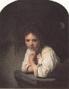 REMBRANDT Harmenszoon van Rijn Girl leaning on a window-sill (mk33) oil painting reproduction